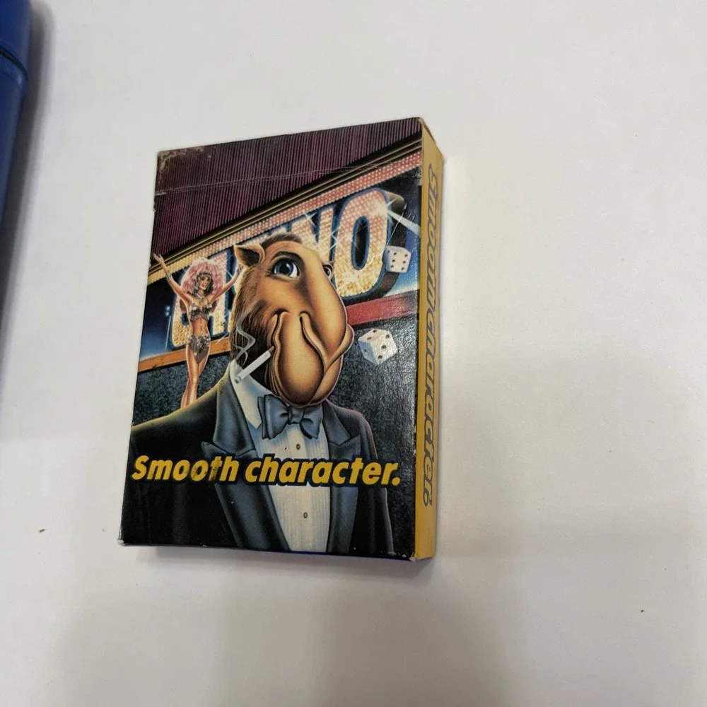 Vtg Camel Cigarette Waterproof Lighter Plastic Case Blue Refillable & Pac Cards.